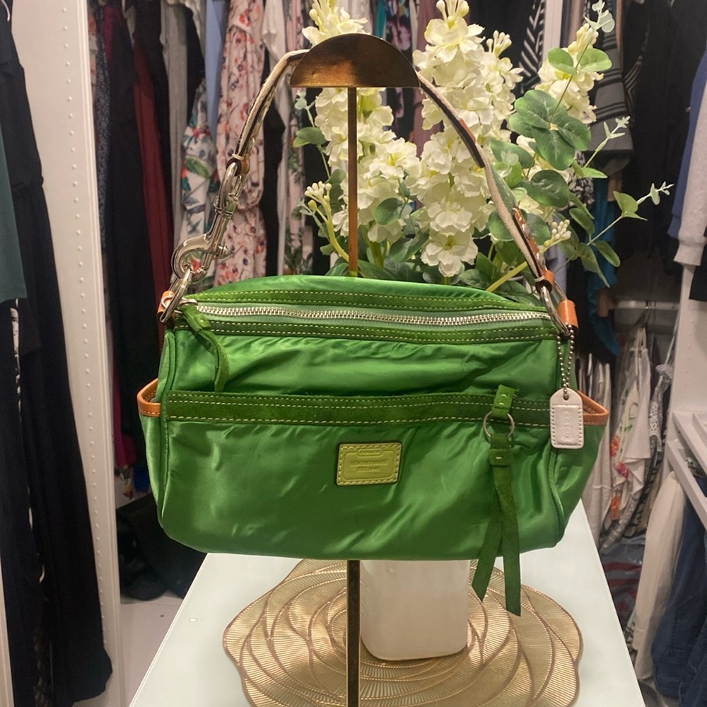 Coach Purse - Green Satin 100% authentic